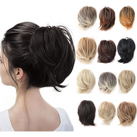 Messy Hair Bun Synthetic Hairpieces for Women Short Bun Tousled Synthetic Elastic Scrunchies Hairpiece for Women Girls