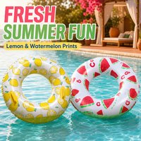 1PC Fruit Print Inflatable Swim Ring Pool Float Lemon Watermelon PVC Swimming Circle Water Tube for Summer Beach Pool Party