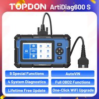 TOPDON Verbesserter AD600S OBD2-Scanner Diagnosegerät ABS SRS Getriebe Motor Codeleser 9 Reset-Dienste Öl Bremse BMS SAS