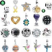 2025 925 Silver Dragonfly Hummingbird Leaf Clover pendant Charm Bead Fit Original Bracelet Jewelry For Annversary Gifts Star