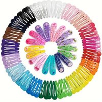 10/50Pcs Snap Hair Clips Candy Color Glossy 5cm/2in No Slip Metal Hair Pins Clips Barrettes Accessories for Baby Girls Hairpins