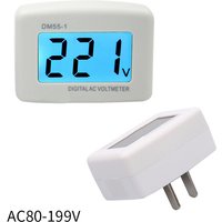 DM55-1 AC 80-300V 199V Voltage Meter Plug Volt Meter LCD Digital display Voltmeter Testers 15% Flat insert Round insert