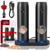 Automatic Pepper Grinder Salt And Pepper Grinder USB Rechargeable Adjustable Coarseness Spice Mill With LED Light Kitchen Tool
