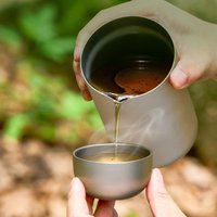 D2 Pure Titanium Double-layer Small Tea Cup Coffee for Outdoor Camping coffee and Tea Tableware Set Brewing Tea Cup 50ML Teapot