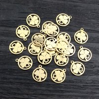 10pcs 12x10mm 316 Stainless Steel Gold Plated Clover Small Charms Pendant For Necklace DIY Jewelry Making Findings