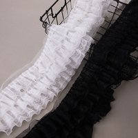 13cm x 1Yard Black White Three-layer Chiffon Fabric Lace Pleated Trim For Skirt Hems Cuffs Children's Clothing Dress Accessories