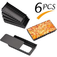 6-teiliges Mini-Tortenpfanne-Set, rechteckig, antihaftbeschichtet, 10,2 cm, Quiche-Pfanne, lose abnehmbare Unterseite, Tortenpfanne, Pie-Pizza-Kuchenform, Backformen