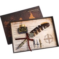 1Set Feather Pen European Vintage Calligraphy Pen Set Business Gift Ink Pen Natural Pattern Wedding Banquet Signature Pen