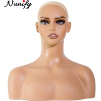 Tête de Mannequin de perruque avec maquillage, dents, lèvres plus pleines, tête de Mannequin avec épaules, tête de poupée féminine réaliste pour affichage de perruque