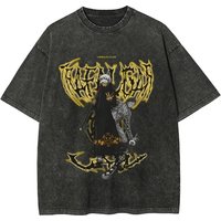 ONE PIECE Men's and Women's Washed T-Shirt Trafalgar D. Water Law Summer and Spring Anime Tee Retro Distressed Short Sleeve