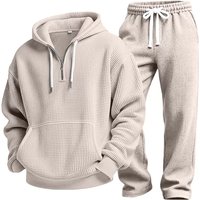 Spring and Autumn Fashion Solid Color Sports Fitness Hoodie Sweatshirt Set Men's Casual Loose Sports High Quality Two-piece Set