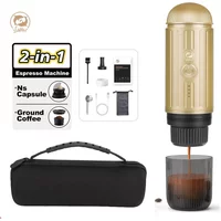 2 in 1 Capsule Powder Travel Coffee Maker Electric Portable Espresso Coffee Machine for Car & Home Camping Coffee Maker