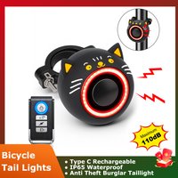 AliExpress Waterproof Rear Light Auto Brake Sensing Light 4 light Mode Anti Theft Alarm 110dB Type-C Charging Warning Cycling Light