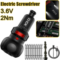 Tournevis électrique sans fil USB ménage 3.6V 2Nm tournevis d'électricien avec lampe de poche perceuse électrique jeu de tournevis
