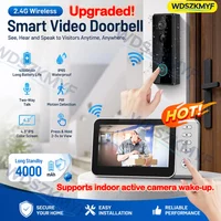 Motion Detectio Wireless Doorbell Camera 4.3in IPS Screen Waterproof Intercom Doorbell Night Vision Smart Home Security Video