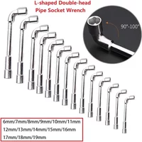 L-Type Socket Wrench Double Head Casing Pipe Socket Wrench For Mechanical Equipment Maintenance 7-Shaped Hex Spanner Hand Tool
