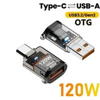 OTG USB 3.2 To Type C Adapter 120W 10Gbps Fast Charging USB C Converter OTG For Xiaomi Samsung PC Tablet Audio/Data Transfer OTG