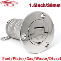 1.5" 38mm Deck Filler Fill FUEL GAS DIESEL WATER WASTE stainless steel 316 Keyless Cap boat Hardware accessories Socket yacht