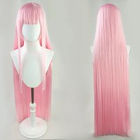 Pink Straight Bangs Long Straight Hair Synthetic Wig Anime Character Zero Two's Signature Wig Live Performance Party Show