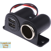 【12V / 24V Power Outlet 2x USB Charger Cigarette Lighter Car Plug Truck】