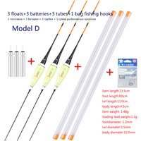 3PCS Fishing Floats+3 CR425+3 Float Tubes+1 Bag Hooks Luminous Nano Buoy Electric Boya River Lake Fishing Tools Tackle