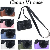 PU Leather Powershot V1 Camera Case Half Bag For Canon V1 with strap