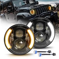 Braveway LED-Scheinwerfer, 7 Zoll, rund, 3500 K, bernsteinfarbener Blinker, weißer Tagfahrlicht, Hi/Lo-Beam, E9, superhell, für Motorrad, Offroad, 4 x 4, 24 V