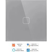 UNKAS No Neutral Wire Required 4 Gang Wifi Wall Light Touch Switch EU 220V Works with Tuya Smart Home Support Alexa Google Home