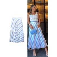 TFMLN Women Vintage Blue Striped Skirt Summer Fashion Trends High Waist A Line Skirt Vacation Casual Female Clothing 2026