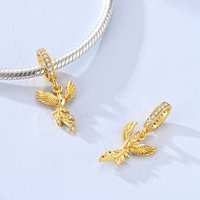 925 Sterling Silver Gold Color Charm Phoenix Dragon Pendant Fit Original Bracelet Making Woman Jewelry