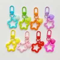 10pcs Cherry Star Acrylic Keychain Bag Decoration Pendant Colored Metal Key Rings Charms Clasp DIY Jewelry Making Accessories