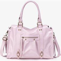 Venn Angel Y2K Retro Pink Washed Faux Leather Tote Handbags for Women Vintage Rivet Decor Multi Pocket Large Travel Shoulder Bag