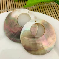 2pcs Natural Black Seashell Hollow Round Shell Pendant Mother of Pearl Charms DIY Jewelry Earring Necklace MOP Making Finding
