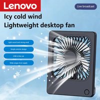 Lenovo Ultra Thin Rechargeable Desktop Fan 3 Speed Portable Mini Table Cooling Fan Type-C Charging for Office Bedroom Travel