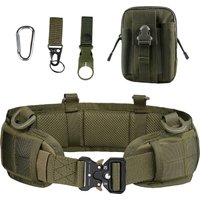 JSJM Tactical Belt Adjustable Belt Outdoor Work Men Belt Combat CS Hunting Paintball Padded Waist Belts Pocket