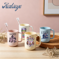 Katseye Mouthwash Cup Cartoon Kpop Print Toothbrush Cups Women Men Drinking Bottle Travel Convenient Gargle Mugs Students Gift