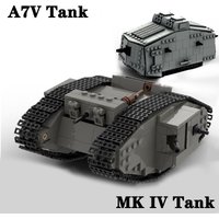 Hot Germany Military A7V Combat Tank Building Blocks Set MK IV Battle Tanks Soldier Vehicle Bricks Army Kids Toy Gifts
