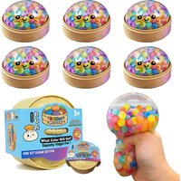 Glitter Rainbow Dumpling Squishy Toy Bead-Filled Squeeze Fidget with Steamer Case Soft Sensory Stress Relief for Relaxation