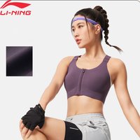 Li-Ning Women's Fitness Sports Bra Stable Support 54%Polyester 46%Elastane Comfortable Convenient LiNing Zipper Bras AUBV004