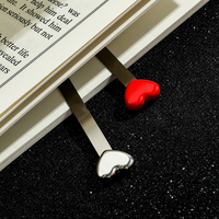 1pcs Heart-Shaped Metal Bookmark Heart-Shaped Stainless Steel Bookmark Reading Page Marker Multiple Colors Available