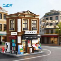 Cada 1292PCS Japanese-style bookstore LED House Building Blocks city Street View grocery store Toy Series set holiday gift