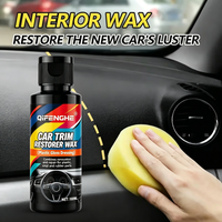 CAR TRIM RESTORER WAX, Refurbish Polish for Car Interior Vinyl Rubber Parts, Long Lasting UV Protection & Color Renewal