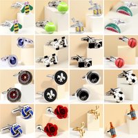 Annlyy Fashion Rose Wedding Football Basketball Golf Tennis Dog Plane Dice Wine Clover Bee Stone Knots Mens Cufflinks Cuff Links