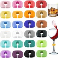 8-48pcs Silicone Wine Glass Marker Juice Champagne Cup Goblet Label Mug Tag Bar Wedding Identification Color Random Party Tools