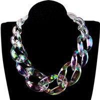FishSheep Iridscent Color Acrylic Chunky Chain Choker Necklace for Women Resin Boho Transparent Big Necklaces Female Y2K Jewelry