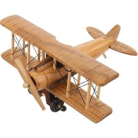 Retro Wooden Plane Toys Vintage Model Crafts Airplane Room Decor Ornament Wooden Airplane Figurine Model Home Decor Supplies