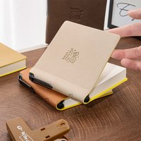 1pc portable blank pocket notebook, thick paper, with pen, leather cover portable shorthand book