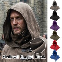 Medieval Knight Death Monk Robe Wizard Priest Cloak Medieval Hooded Shawls Cape Halloween Cosplay Party Stage Costume
