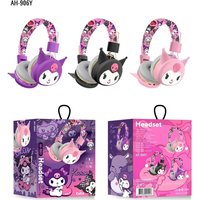 Sanrio Printed Kuromi Wireless Bluetooth Headsets Cartoon with Mic Foldable Lightweight Earphone for Phones Laptop AH-906Y