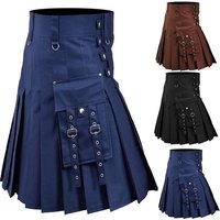 New Men's Scottish Style Festival Skirt Multi-colored Medieval Pleated Skirt High Waist Solid Color